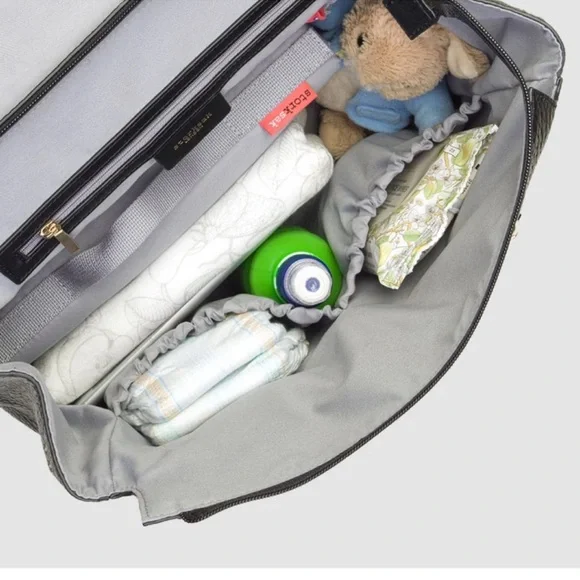 Storksak Black Pebble Leather Diaper Bag Backpack - Picture 7 of 9